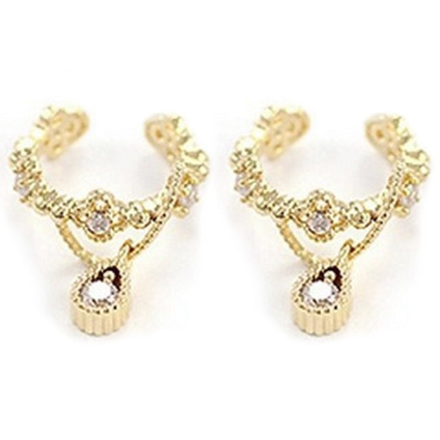 Vintage Fashion No Pierced Ear Cuff Clip For Women Punk Personality Crystal Earrings Wrap Earcuff Brincos