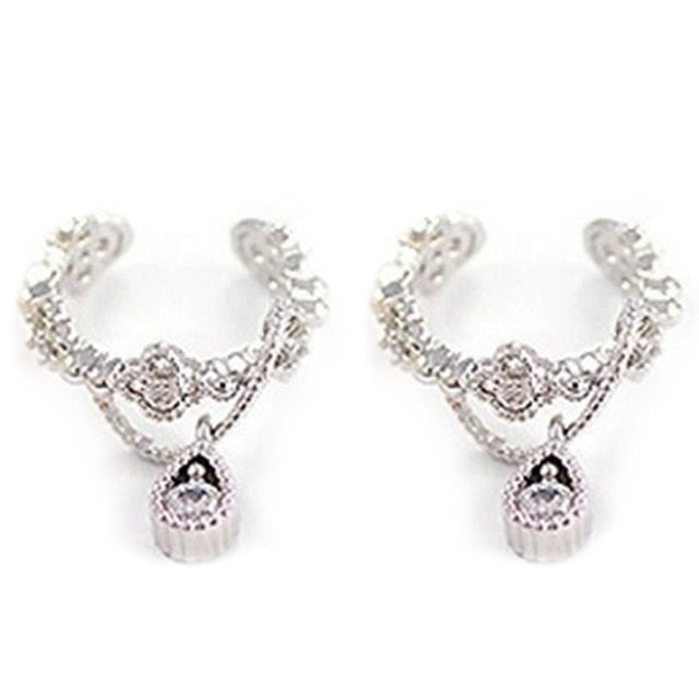 Vintage Fashion No Pierced Ear Cuff Clip For Women Punk Personality Crystal Earrings Wrap Earcuff Brincos