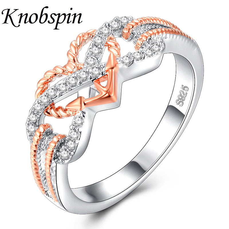Wedding Engagement Ring CZ Love Two Colors Heart Infinity Rings for Women Cubic Zirconia Jewelry Fashion Accessories Gifts
