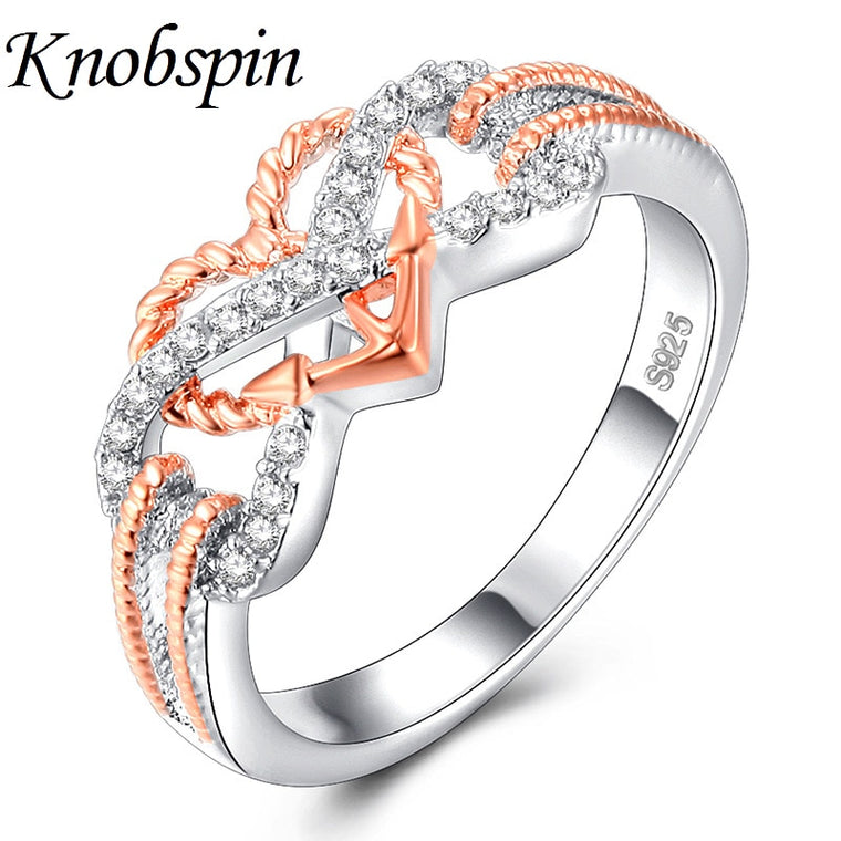 Wedding Engagement Ring CZ Love Two Colors Heart Infinity Rings for Women Cubic Zirconia Jewelry Fashion Accessories Gifts