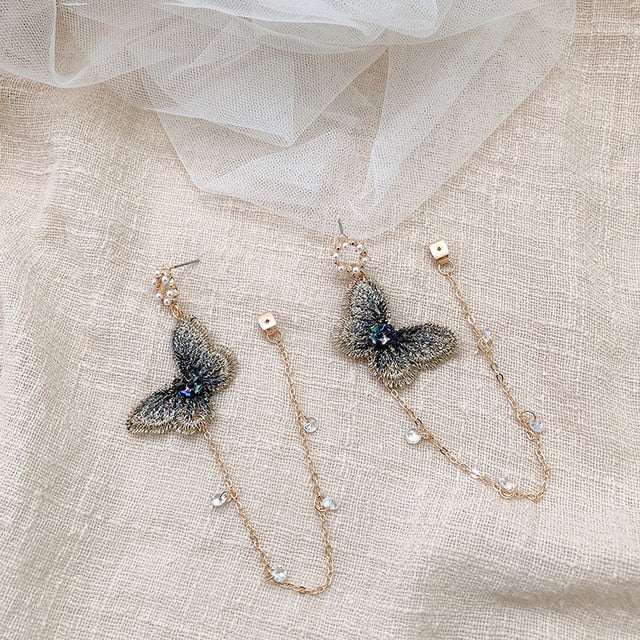 2019 New Crystal Pearl Tassel Earrings Female Long Paragraph Geometric Pendant Earrings Wedding Fashion Jewelry Jewelry Gifts