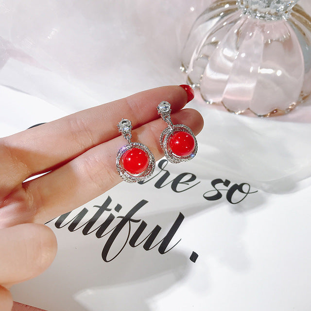 2019 New Crystal Pearl Tassel Earrings Female Long Paragraph Geometric Pendant Earrings Wedding Fashion Jewelry Jewelry Gifts
