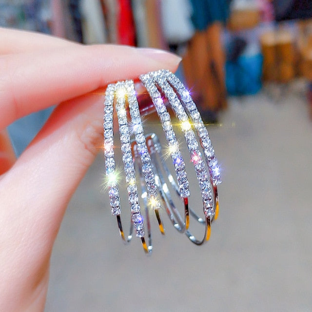 2020 New Arrival Metal Hyperbole Round crystal earing Women Dangle Earrings Fashion Female Korean Simple Jewelry Circle Earrings