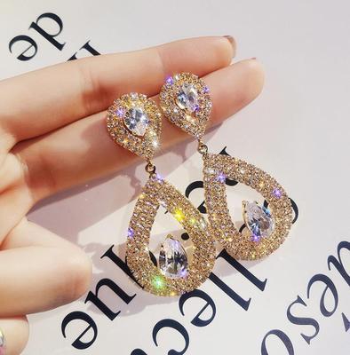 2020 New Arrival Metal Hyperbole Round crystal earing Women Dangle Earrings Fashion Female Korean Simple Jewelry Circle Earrings