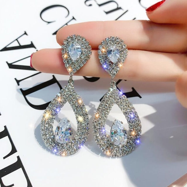 2020 New Arrival Metal Hyperbole Round crystal earing Women Dangle Earrings Fashion Female Korean Simple Jewelry Circle Earrings