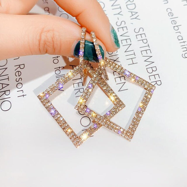 2020 New Arrival Metal Hyperbole Round crystal earing Women Dangle Earrings Fashion Female Korean Simple Jewelry Circle Earrings