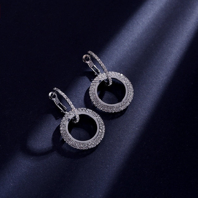 2020 New Arrival Metal Hyperbole Round crystal earing Women Dangle Earrings Fashion Female Korean Simple Jewelry Circle Earrings