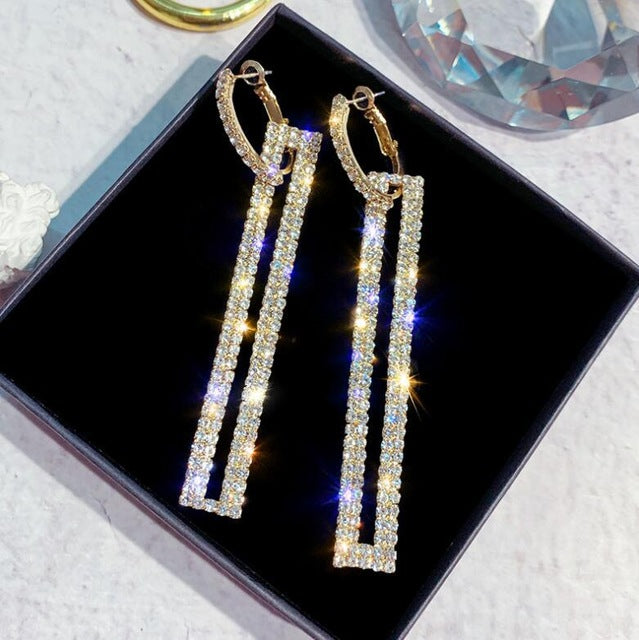 2020 New Arrival Metal Hyperbole Round crystal earing Women Dangle Earrings Fashion Female Korean Simple Jewelry Circle Earrings