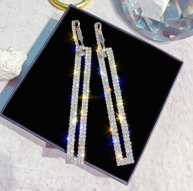 2020 New Arrival Metal Hyperbole Round crystal earing Women Dangle Earrings Fashion Female Korean Simple Jewelry Circle Earrings