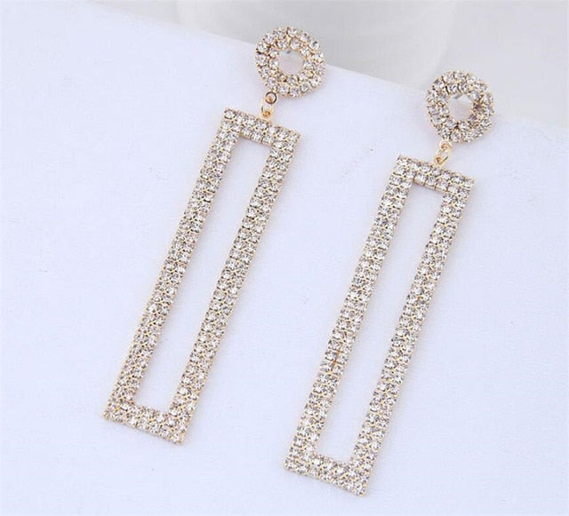 2020 New Arrival Metal Hyperbole Round crystal earing Women Dangle Earrings Fashion Female Korean Simple Jewelry Circle Earrings