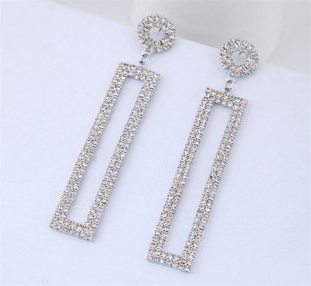 2020 New Arrival Metal Hyperbole Round crystal earing Women Dangle Earrings Fashion Female Korean Simple Jewelry Circle Earrings
