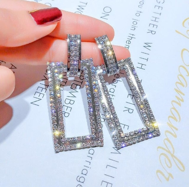 2020 New Arrival Metal Hyperbole Round crystal earing Women Dangle Earrings Fashion Female Korean Simple Jewelry Circle Earrings