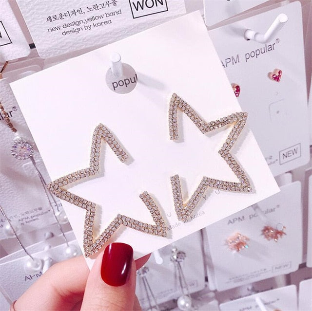 2020 New Arrival Metal Hyperbole Round crystal earing Women Dangle Earrings Fashion Female Korean Simple Jewelry Circle Earrings