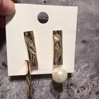 AOMU Korea Design Metal Gold Geometric Irregular Circle Square Natural Freshwater Pearl Stud Earrings for Women Girl Gift