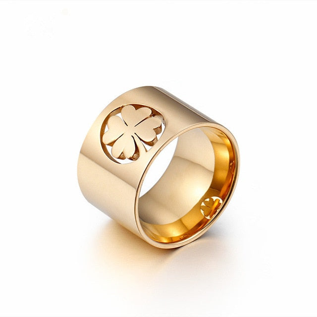 High Polished Stainless Steel Clover Ring For Women Gold/Silver Color Finger Rings Size 6 7 8 9 Fashion Jewelry Wholesale Rings