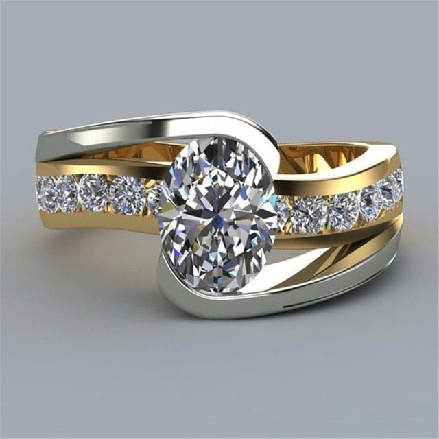 Unique Style Small Crystal Zircon Stone Ring Luxury Fashion Gold Color Jewelry 925 Silver Promise Engagement Rings For Women