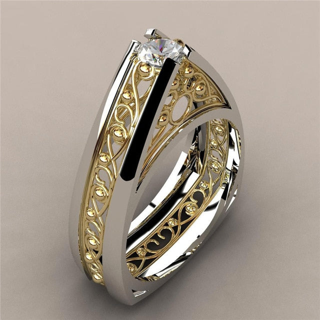 Unique Style Small Crystal Zircon Stone Ring Luxury Fashion Gold Color Jewelry 925 Silver Promise Engagement Rings For Women