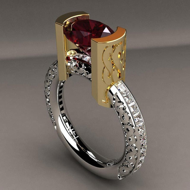 Unique Style Small Crystal Zircon Stone Ring Luxury Fashion Gold Color Jewelry 925 Silver Promise Engagement Rings For Women