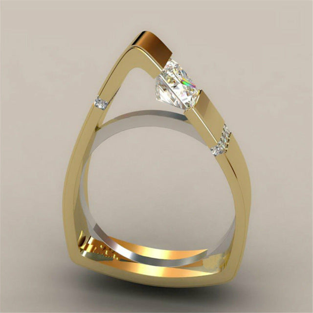 Unique Style Small Crystal Zircon Stone Ring Luxury Fashion Gold Color Jewelry 925 Silver Promise Engagement Rings For Women