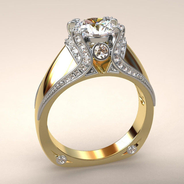 Unique Style Small Crystal Zircon Stone Ring Luxury Fashion Gold Color Jewelry 925 Silver Promise Engagement Rings For Women