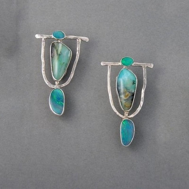 Boho Ethnic Green Resin Stone Drop Dangle Earrings For Women Indian Tribal Vintage Earrings pendientes mujer moda 2019 Z4E680