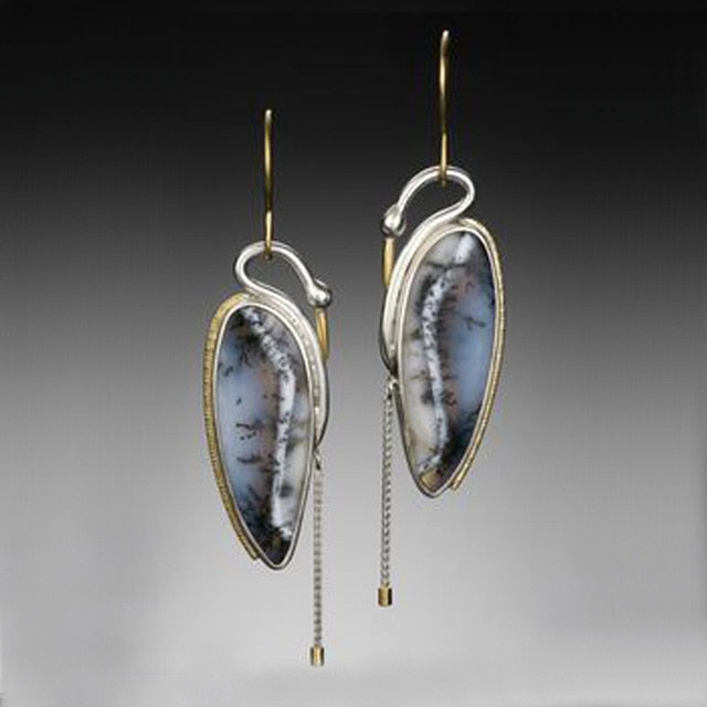 Boho Ethnic Green Resin Stone Drop Dangle Earrings For Women Indian Tribal Vintage Earrings pendientes mujer moda 2019 Z4E680