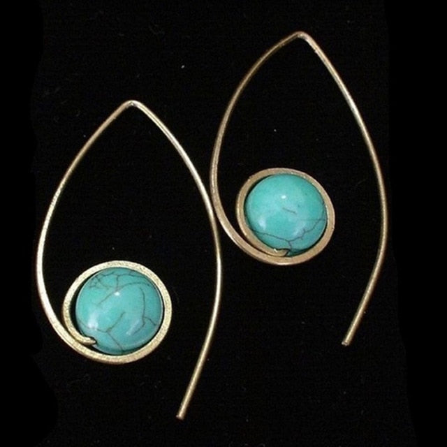 Boho Ethnic Green Resin Stone Drop Dangle Earrings For Women Indian Tribal Vintage Earrings pendientes mujer moda 2019 Z4E680