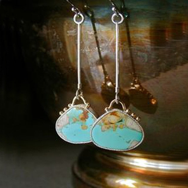 Boho Ethnic Green Resin Stone Drop Dangle Earrings For Women Indian Tribal Vintage Earrings pendientes mujer moda 2019 Z4E680