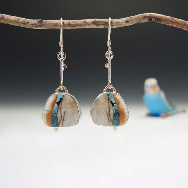 Boho Ethnic Green Resin Stone Drop Dangle Earrings For Women Indian Tribal Vintage Earrings pendientes mujer moda 2019 Z4E680