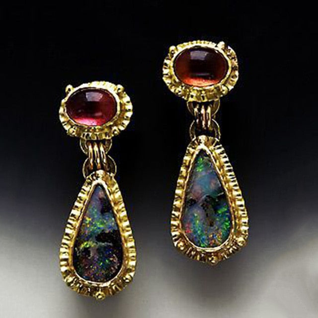 Boho Ethnic Green Resin Stone Drop Dangle Earrings For Women Indian Tribal Vintage Earrings pendientes mujer moda 2019 Z4E680