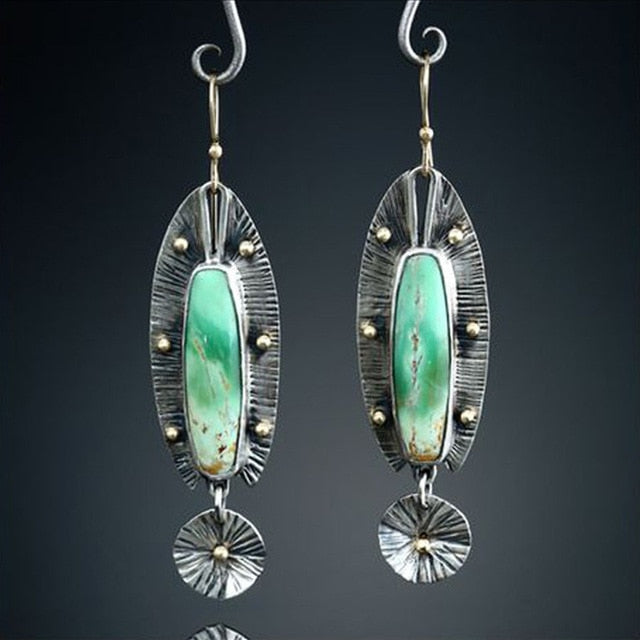 Boho Ethnic Green Resin Stone Drop Dangle Earrings For Women Indian Tribal Vintage Earrings pendientes mujer moda 2019 Z4E680