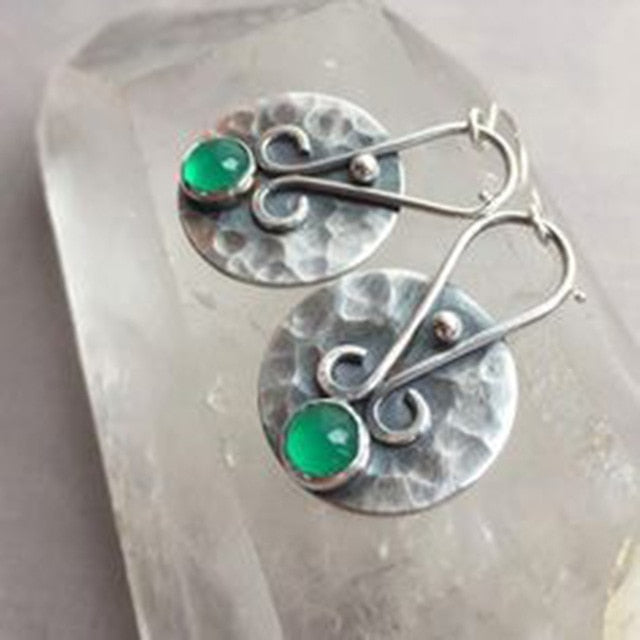 Boho Ethnic Green Resin Stone Drop Dangle Earrings For Women Indian Tribal Vintage Earrings pendientes mujer moda 2019 Z4E680