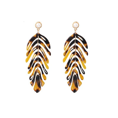 Yhpup Drop Shipping Leaf Acrylic Dangle Earrings Plant Brand ZA Pearl boucle d'oreille femme 2019 for Women Party Jewelry Gift