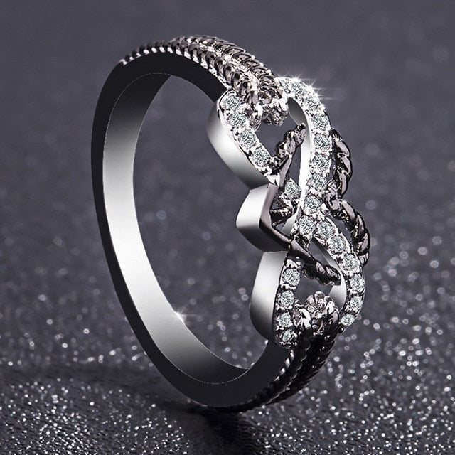 Wedding Engagement Ring CZ Love Two Colors Heart Infinity Rings for Women Cubic Zirconia Jewelry Fashion Accessories Gifts