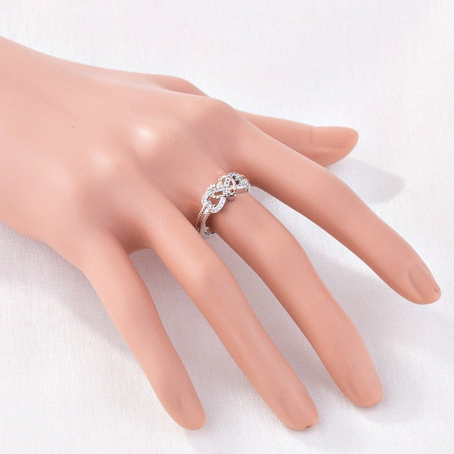 Wedding Engagement Ring CZ Love Two Colors Heart Infinity Rings for Women Cubic Zirconia Jewelry Fashion Accessories Gifts