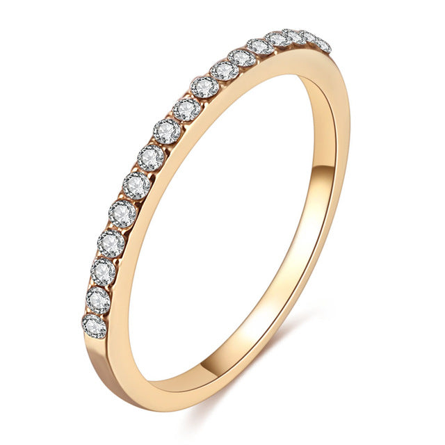 FAMSHIN Fashion Wedding Ring For Women Classic Luxury Mini Crystal Zircon Rings Rose Gold Silver Color Engagement Rings Jewelry