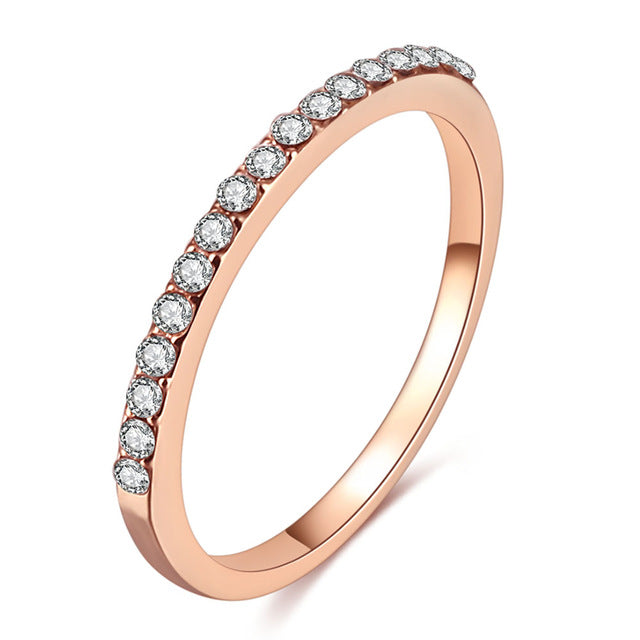 FAMSHIN Fashion Wedding Ring For Women Classic Luxury Mini Crystal Zircon Rings Rose Gold Silver Color Engagement Rings Jewelry