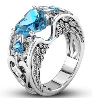 Charm Multicolor 925 Sterling Silver Princess Heart Zircon Engagement Rings for Women Anel Austrian Crystals Jewelry Top Quality