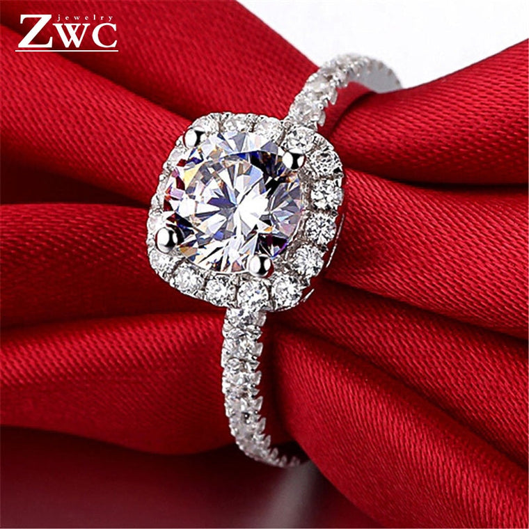 ZWC Fashion Crystal Engagement Claws Design Hot Sale Rings For Women AAA White Zircon Cubic elegant rings Female Wedding Jewerly