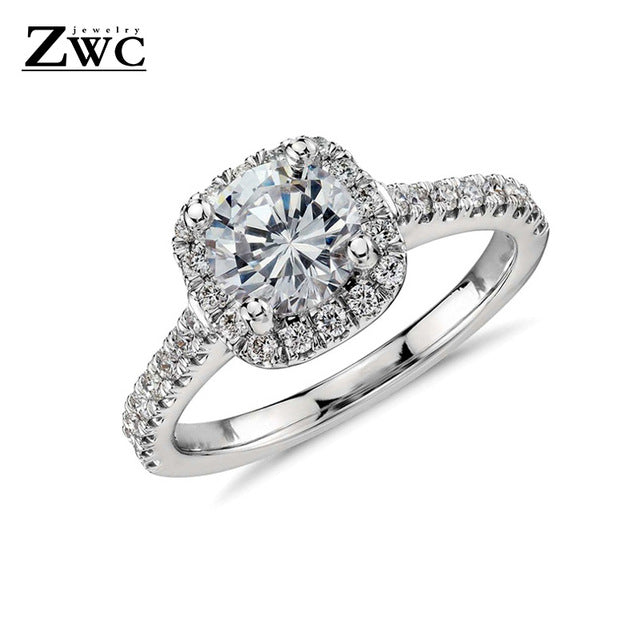 ZWC Fashion Crystal Engagement Claws Design Hot Sale Rings For Women AAA White Zircon Cubic elegant rings Female Wedding Jewerly
