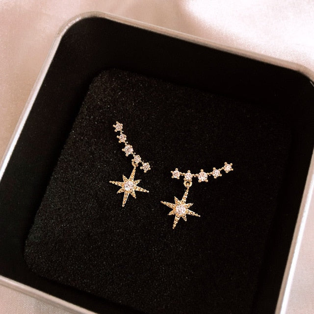 Dominated new 2019 contracted delicate crystal Star temperament Drop earrings Women Korean Classic style small Earrings fashion