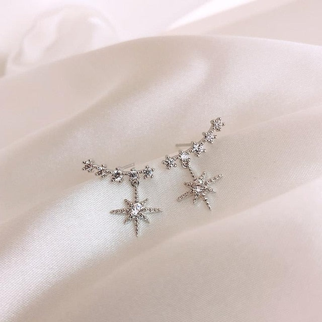 Dominated new 2019 contracted delicate crystal Star temperament Drop earrings Women Korean Classic style small Earrings fashion
