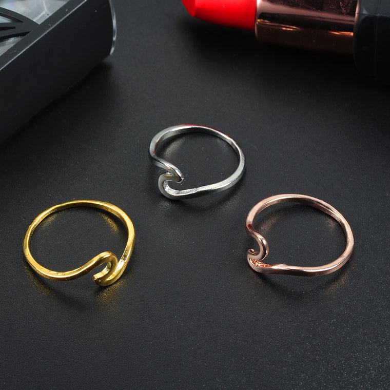 Fashion Simple Wave Rings for Women White Gold Color Wedding Jewelry  Ladies Gifts 2019 New Arrivals Dropshippping