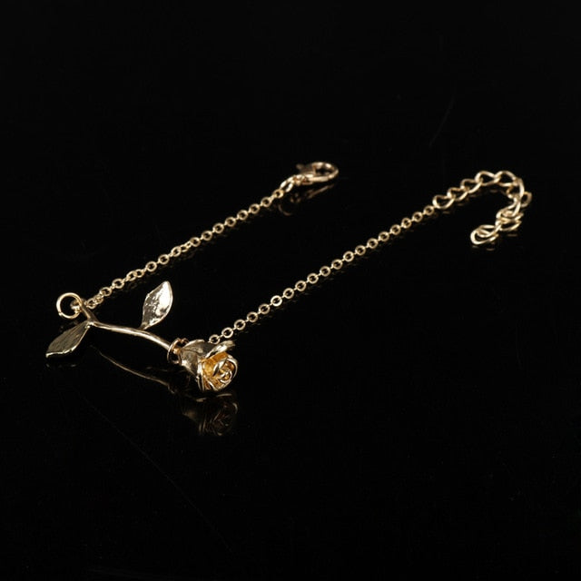 MQCHUN 3D Rose Necklace Personalized Custom Charm Necklace Final Rose Flower Beauty and the Beast Jewelry Women Girls Party Gift