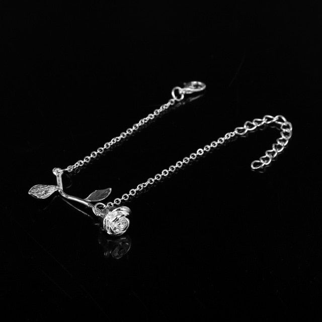 MQCHUN 3D Rose Necklace Personalized Custom Charm Necklace Final Rose Flower Beauty and the Beast Jewelry Women Girls Party Gift