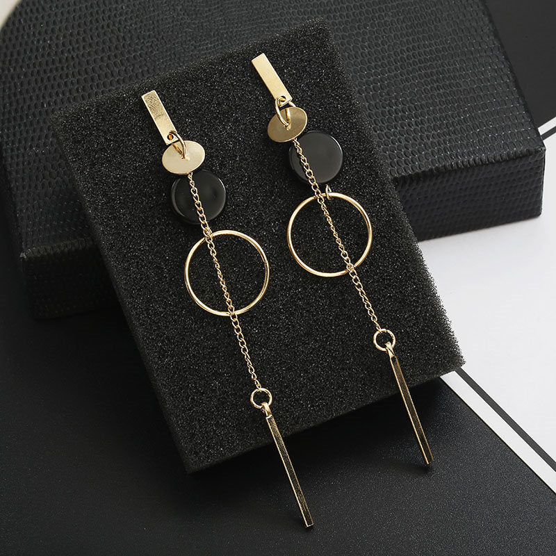 Moda coreana largo pendiente geométrico asimétrico Diamante de imitación círculo pendientes nuevo acrílico pendiente para mujer regalo fiesta boda