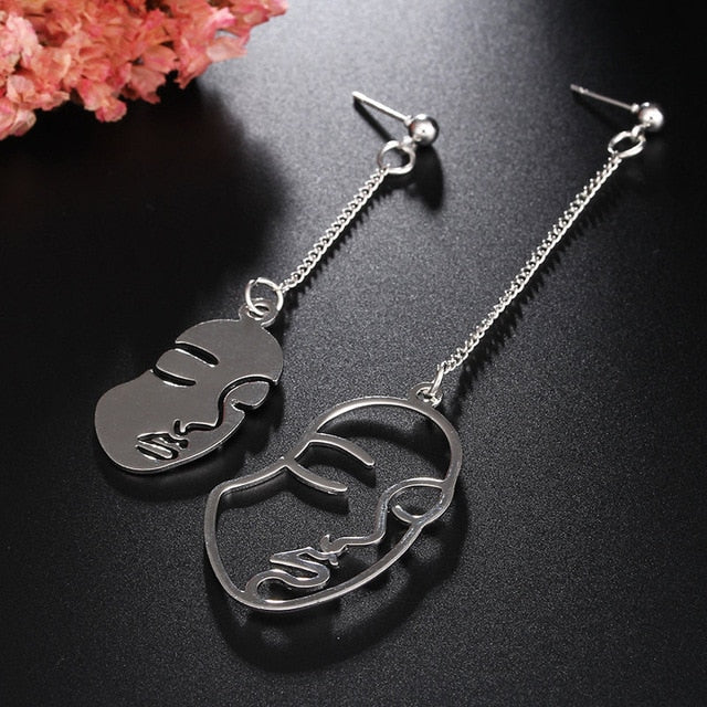 Moda coreana largo pendiente geométrico asimétrico Diamante de imitación círculo pendientes nuevo acrílico pendiente para mujer regalo fiesta boda