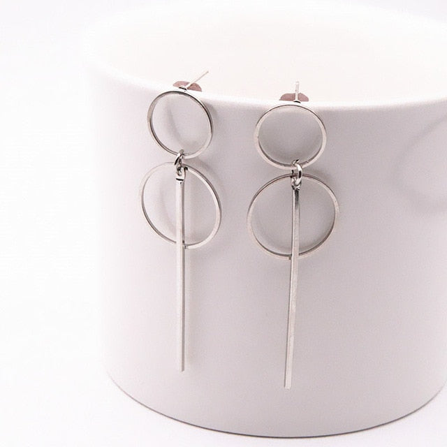 Moda coreana largo pendiente geométrico asimétrico Diamante de imitación círculo pendientes nuevo acrílico pendiente para mujer regalo fiesta boda