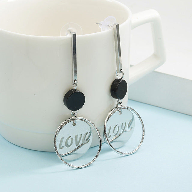 Moda coreana largo pendiente geométrico asimétrico Diamante de imitación círculo pendientes nuevo acrílico pendiente para mujer regalo fiesta boda