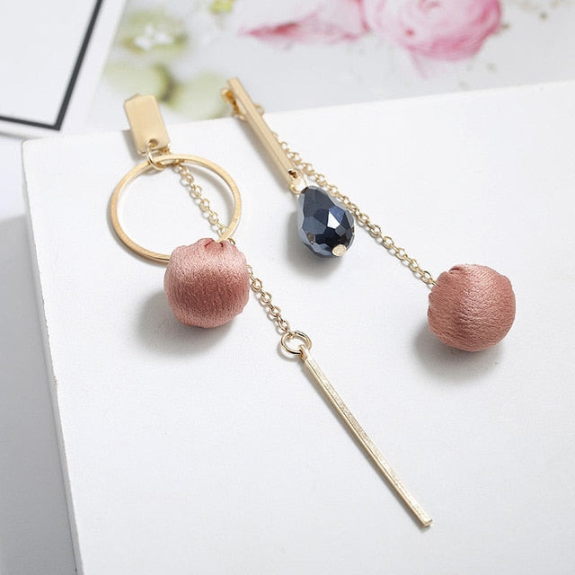 Moda coreana largo pendiente geométrico asimétrico Diamante de imitación círculo pendientes nuevo acrílico pendiente para mujer regalo fiesta boda